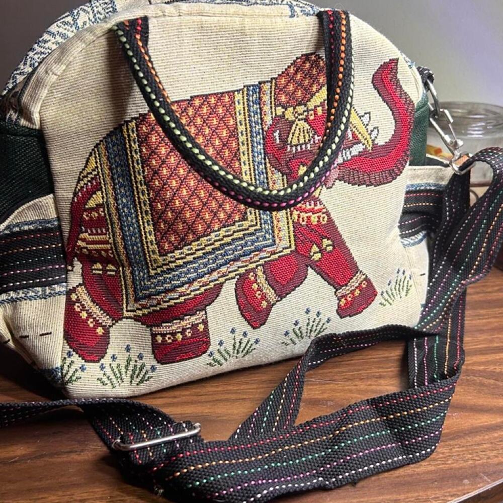Vintage Tapestry Elephant | Boho Hippie Chic Travel Purse made in India image 2